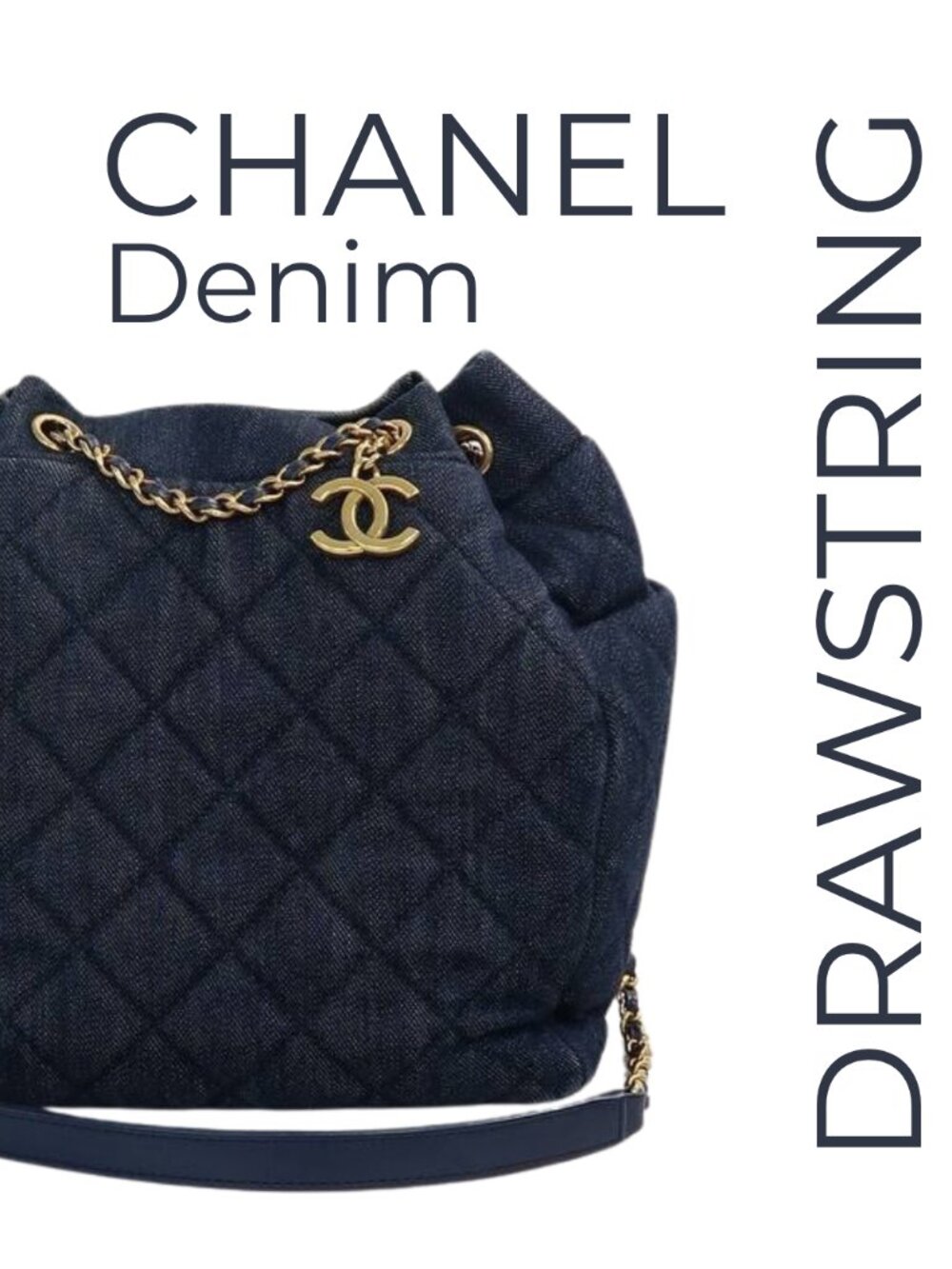 Rare Chanel Denim Bucket Shoulder Crossbody Bag with Entrupy